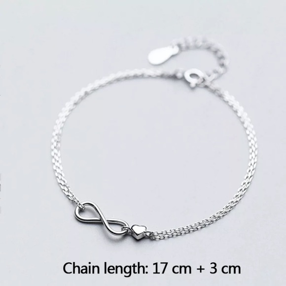 Sterling Silver 925 Infinity Heart Bracelet - Picture 3 of 3